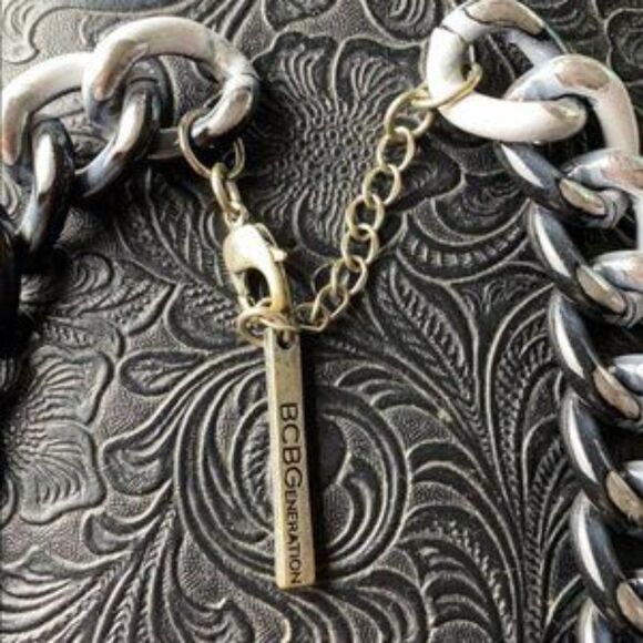 Bold Black White Grey Chain Necklace - Picture 3 of 5